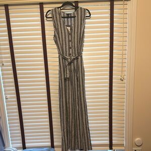 Who What Wear Black and White Belted Striped Jumpsuit - Size XXL-NWT